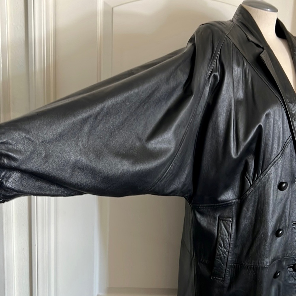 Vintage~Leather Coat~Full Length / 80’s~90’s - Picture 8 of 16